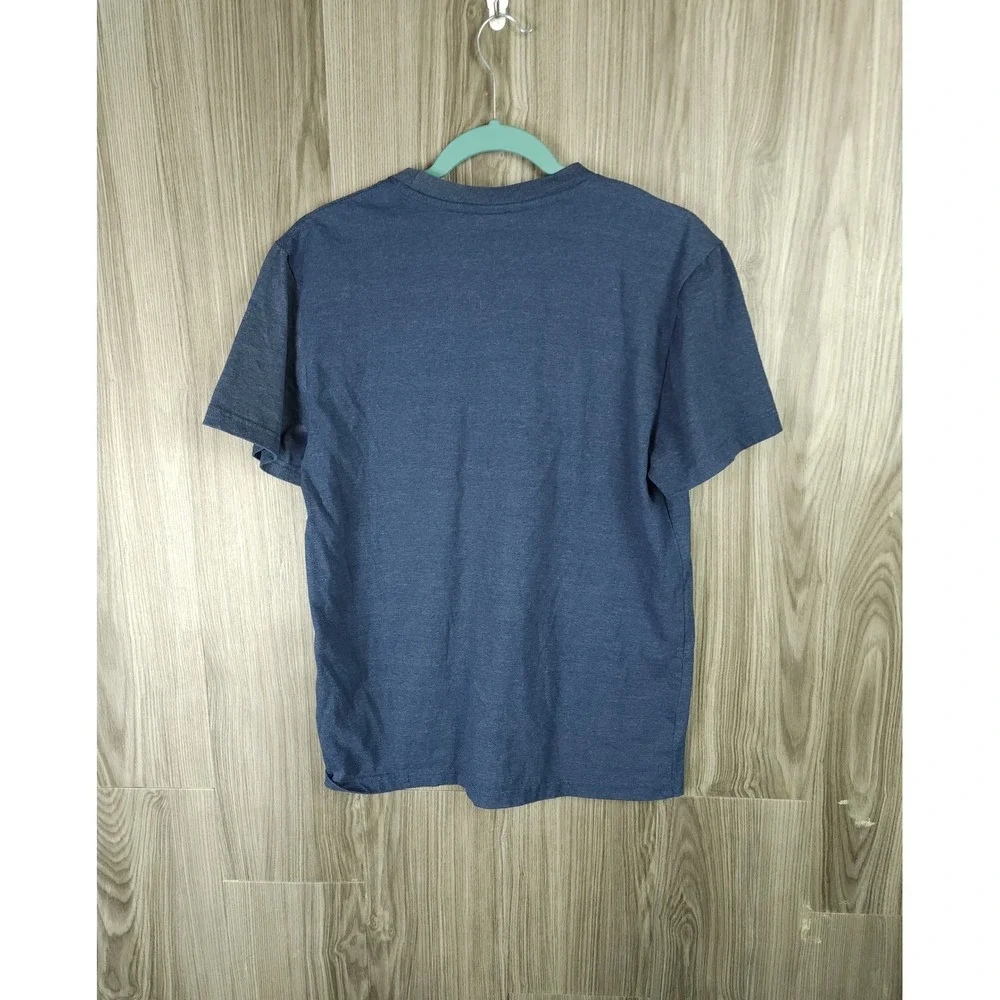 True Religion Mens Graphic T-Shirt Navy Blue Red Horseshoe Logo Size Large